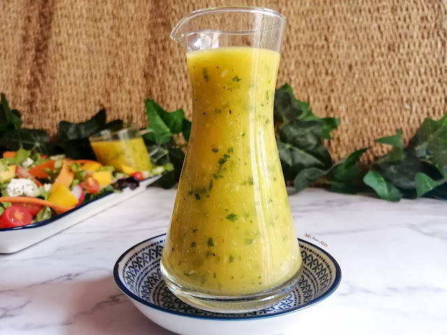 mango salad dressing, mangoes, salad dressing, vegan, salad, food, food photography, recipe, spicy fusion kitchen