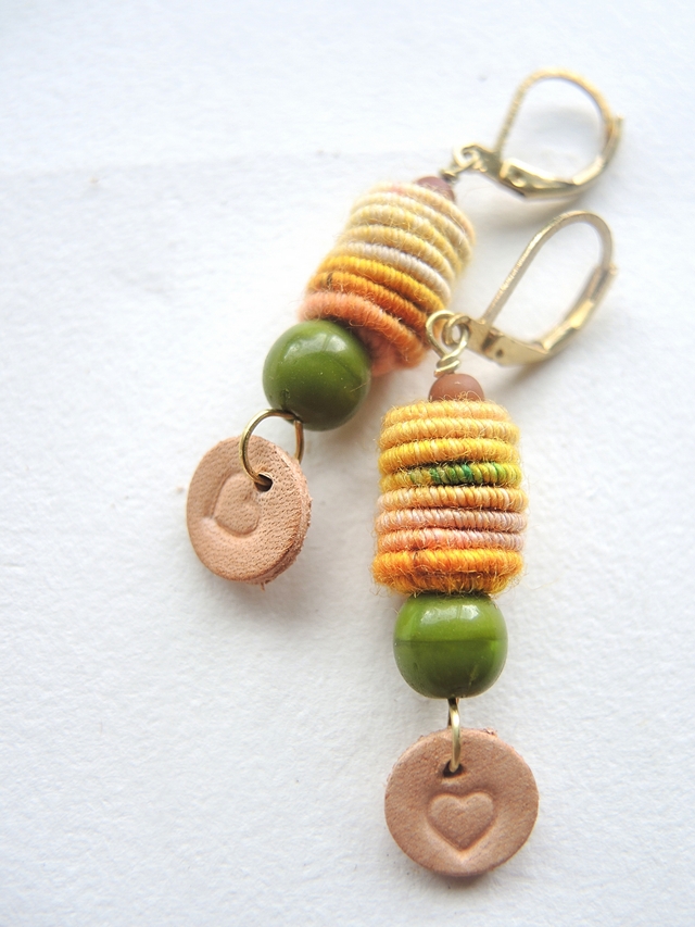 DIY oorbellen/earrings 'moss and orange'