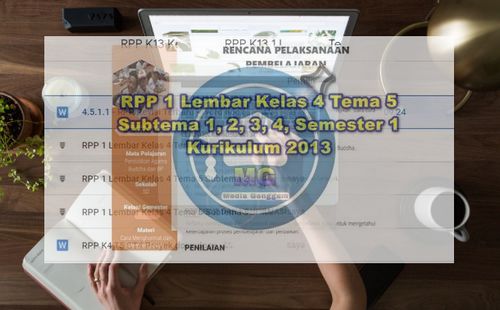 Download RPP 1 Lembar Kelas 4 Semester 1 Tema 5 Subtema 1, 2, 3, 4 Kurikulum 2013 Revisi.