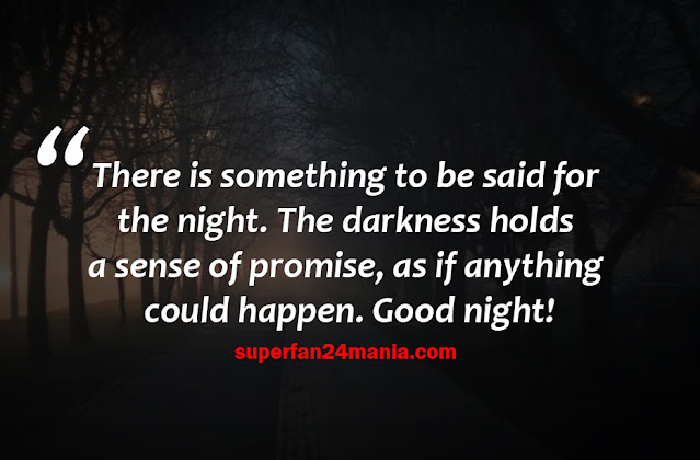 There is something to be said for the night. The darkness holds a sense of promise, as if anything could happen. Good night!