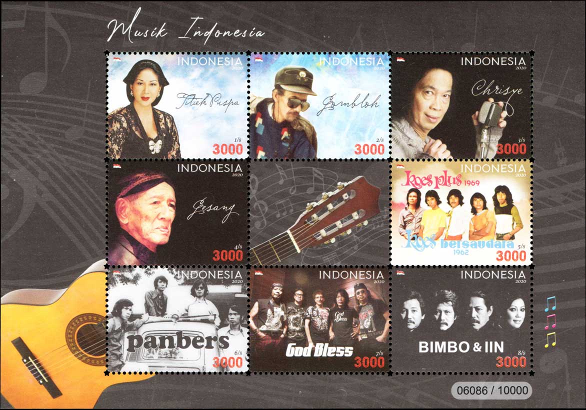 Indonesian Miniature Sheet Indonesian Popular Music 27000 rupiah 2020