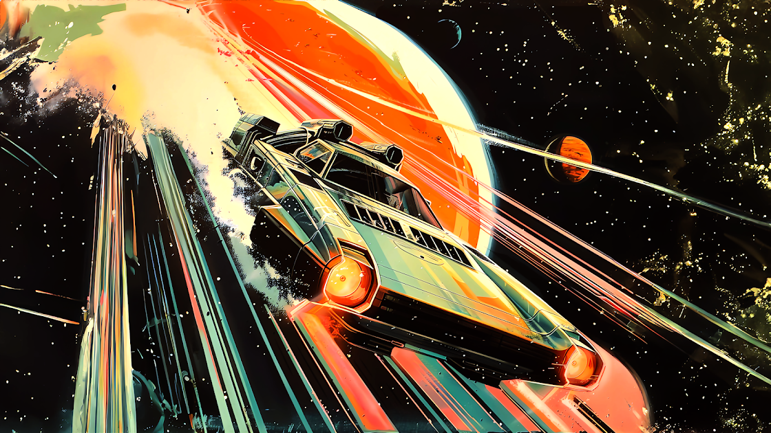 Retro, Sci-fi, Space, Car, Futuristic Background Wallpaper 4K, UHD 3840x2160. Free download.