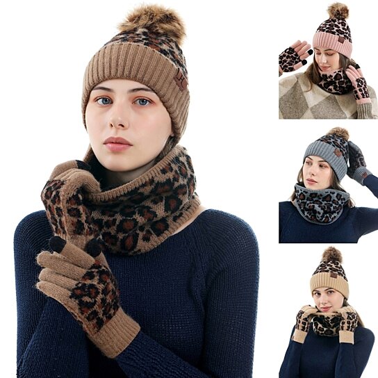 Leopard Knitted Beanie Hat[Winter]