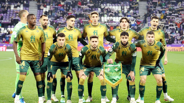 REAL BETIS BALOMPIÉ. Temporada 2021-22. Joel Robles, Borja Iglesias, Marc Bartra, Edgar, Héctor Bellerín, Guido Rodríguez. William Carvalho, Tello, Álex Moreno, Fekir, Aitor Ruibal. REAL VALLADOLID C. F. 0 REAL BETIS BALOMPIÉ 3 Miércoles 05/01/2022, 20:00 horas. Copa del Rey, dieciseisavos de final, partido único. Valladolid, estadio José Zorrilla