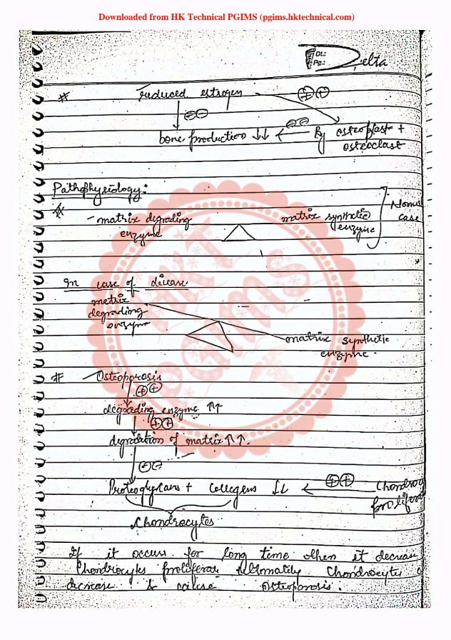 Disease of bones and joints: Rheumatoid arthritis, osteoporosis and gout, Pathophysiology Handwritten Notes B.Pharmacy 2nd semester (1st year)