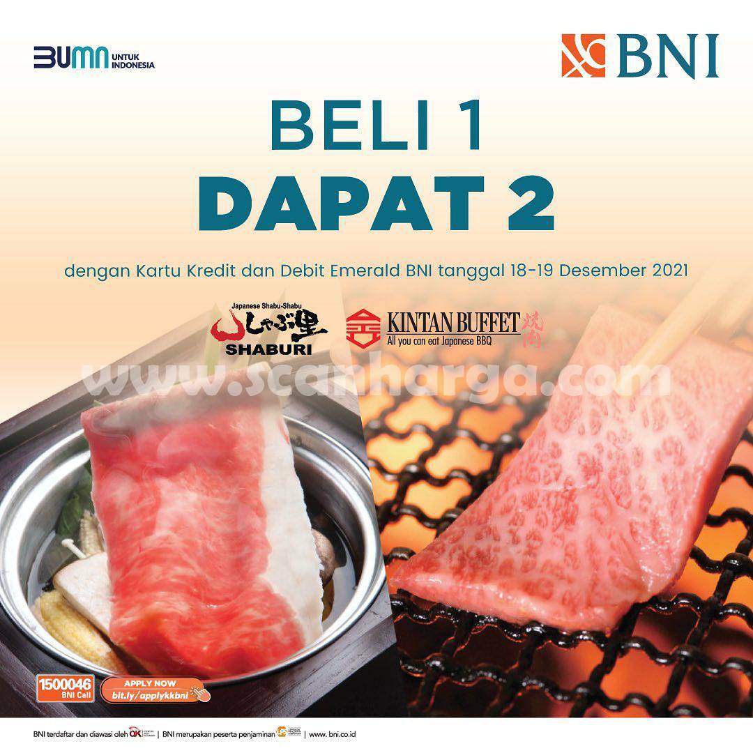 Promo Shaburi & Kintan Buffet BNI – BELI 1 DAPAT 2 Arigato