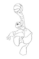 Donald Duck playing basketball coloring page