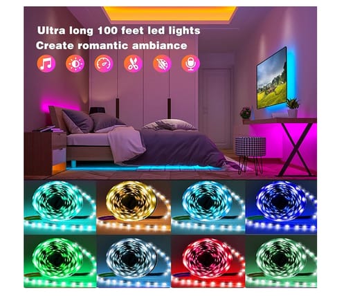 XIER APP Control 100ft Color Changing Led Lights for Bedroom