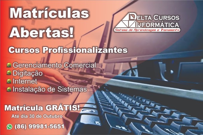 APROVEITE: Delta Cursos Informática está com matrículas abertas em Cocal