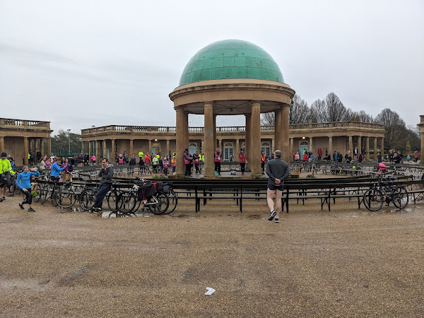 Runners gathering in the bandstand prior to the run