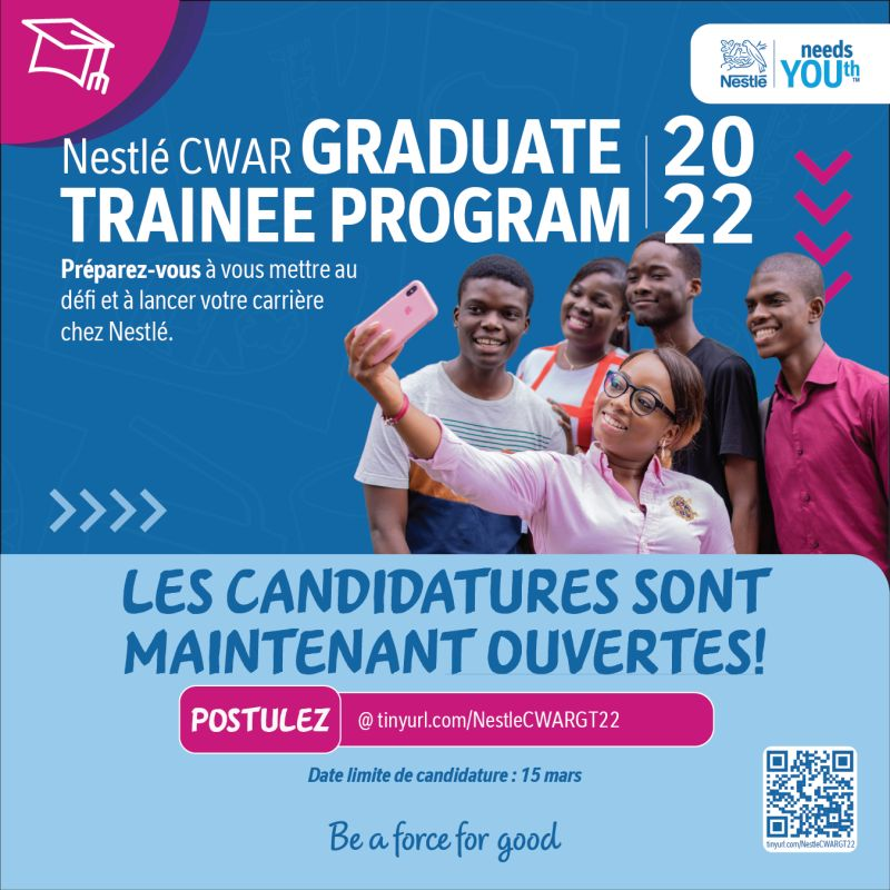 Programme de Stage de Nestlé en Afrique Centrale et de l’Ouest aux des Jeunes Diplômés