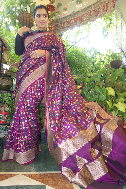 Banarasi soft silk Ektara saree with phulkari inspired multicolor kaduwa weave