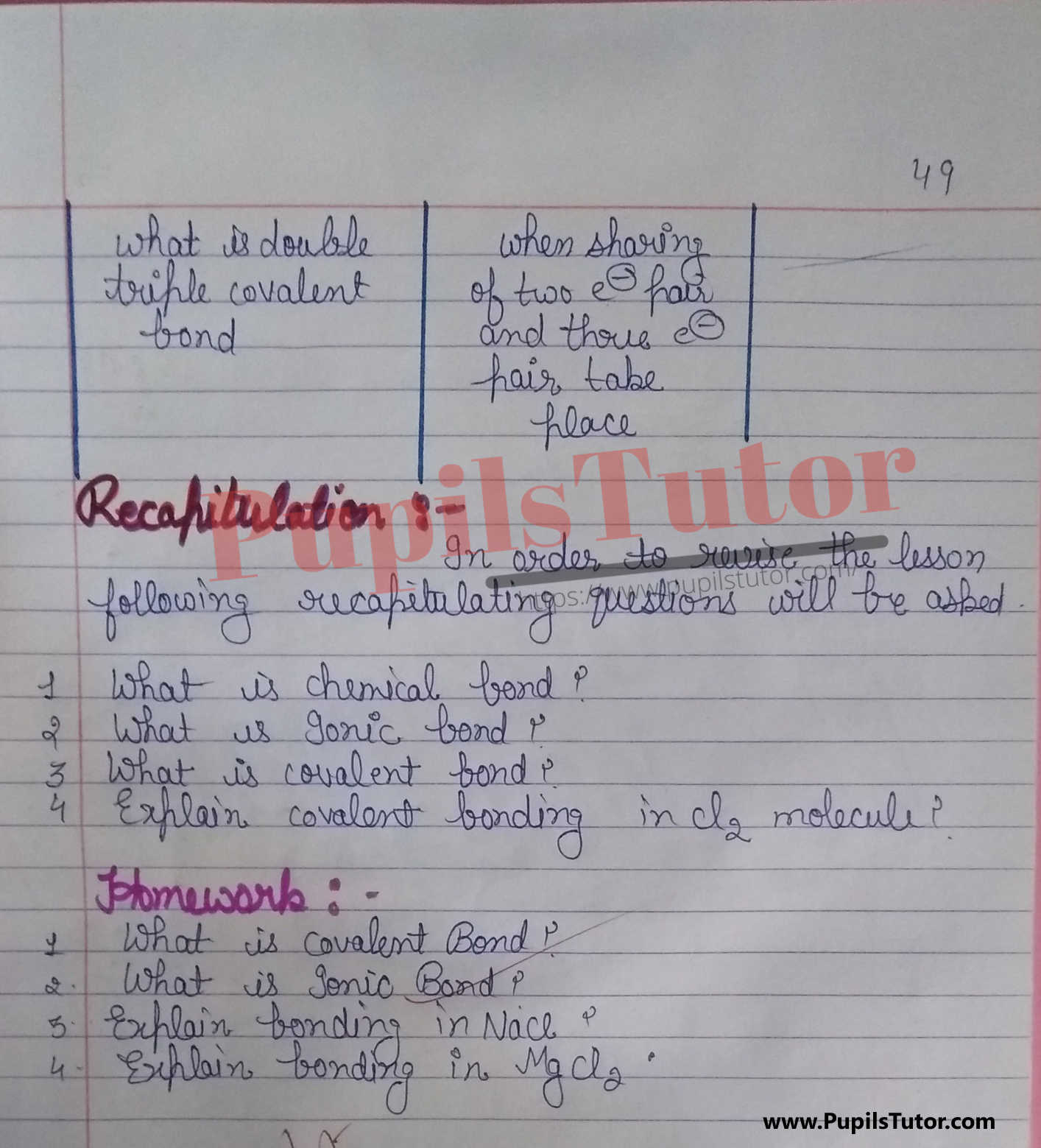 BED, DELED, BELED, BA B.Ed Integrated, B.Com B.Ed, BSC BEd, BTC, BSTC, M.ED, DED And NIOS Teaching Of Chemistry Class 4th 5th 6th 7th 8th 9th, 10th, 11th, 12th Digital Lesson Plan Format On Covalent Bonding And Chemical Bonding Topic – [Page And Pic Number 5] – https://www.pupilstutor.com/