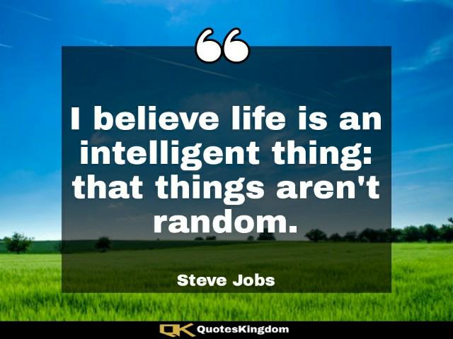 Steve Jobs quote on life. Steve Jobs famous quote. I believe life is an intelligent thing ...