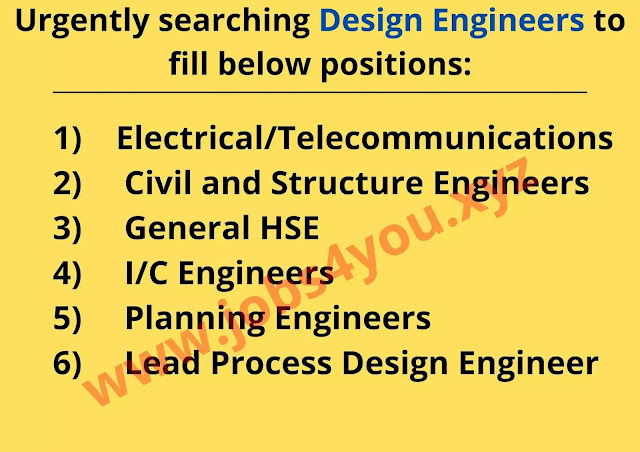 Urgently searching Design Engineers to fill below positions: