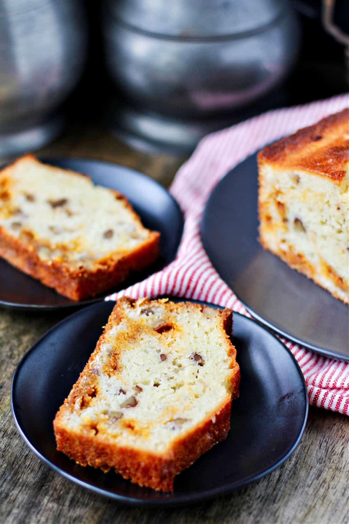 Butterscotch cake slices on plates.