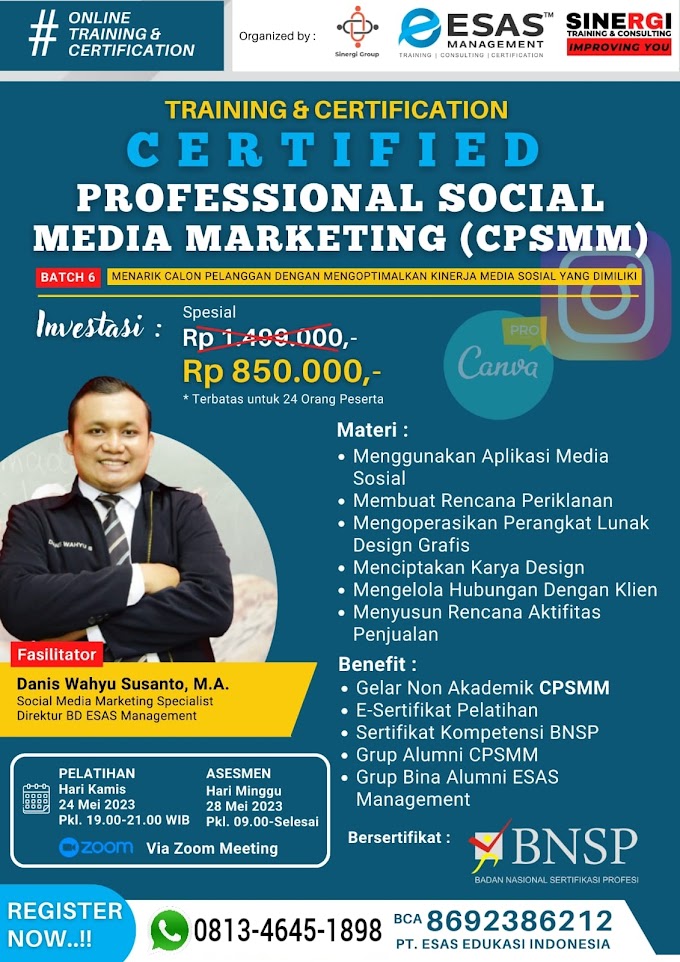WA.0813-4645-1898 | Certified Professional Sosial Media Marketing (CPSMM),Sertifikasi BNSP RI Sosial Media Marketing 24 Mei 2023