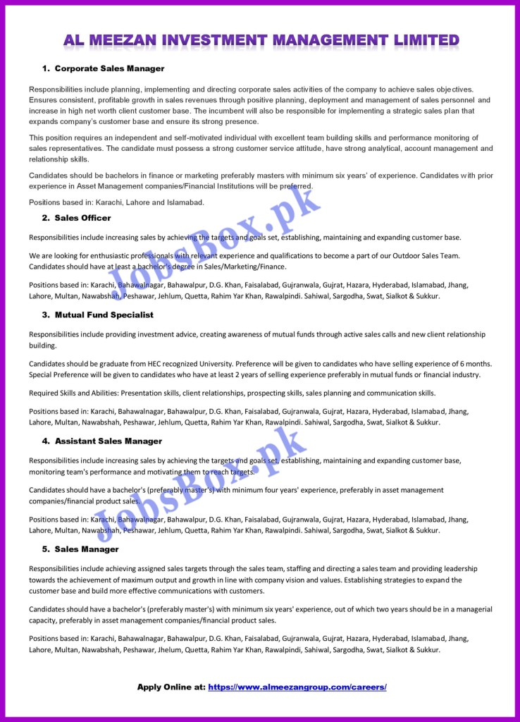 https://www.almeezangroup.com/careers - Al Meezan Investment Management Ltd Jobs 2021 in Pakistan