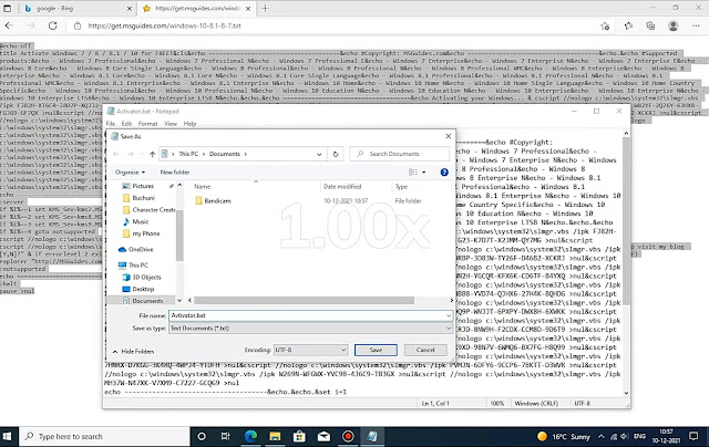 How to Activate Windows 10 for free save as bat
