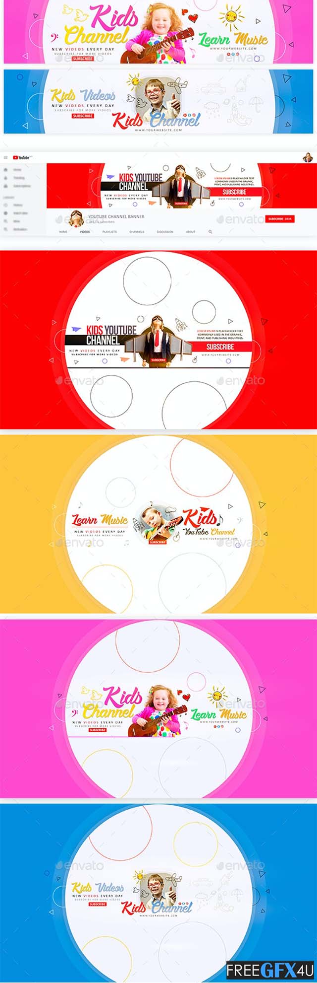 Kids YouTube PSD Banners