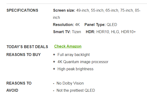 LG C2 OLED TV, TCL 6-Series with Mini LED, Vizio H-1 OLED TV, Samsung QN900B, LG G2 OLED TV, Sony X90J, Sony A90J, Samsung QN90A Neo QLED, Hisense H8G Quantum, Samsung The Frame (2021)