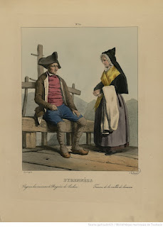 Название :  Pyrénées - Paysan des environs de Bagnères de Luchon - Femme de la vallée de Louron Автор  :  Pingret, Édouard (1788-1875). Illustrateur