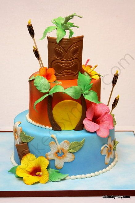 simple beach theme cake