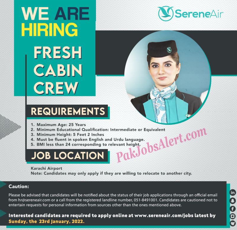 New jobs 2022 Serene Air Pvt Ltd Jobs 2022 - Latest  advertisement