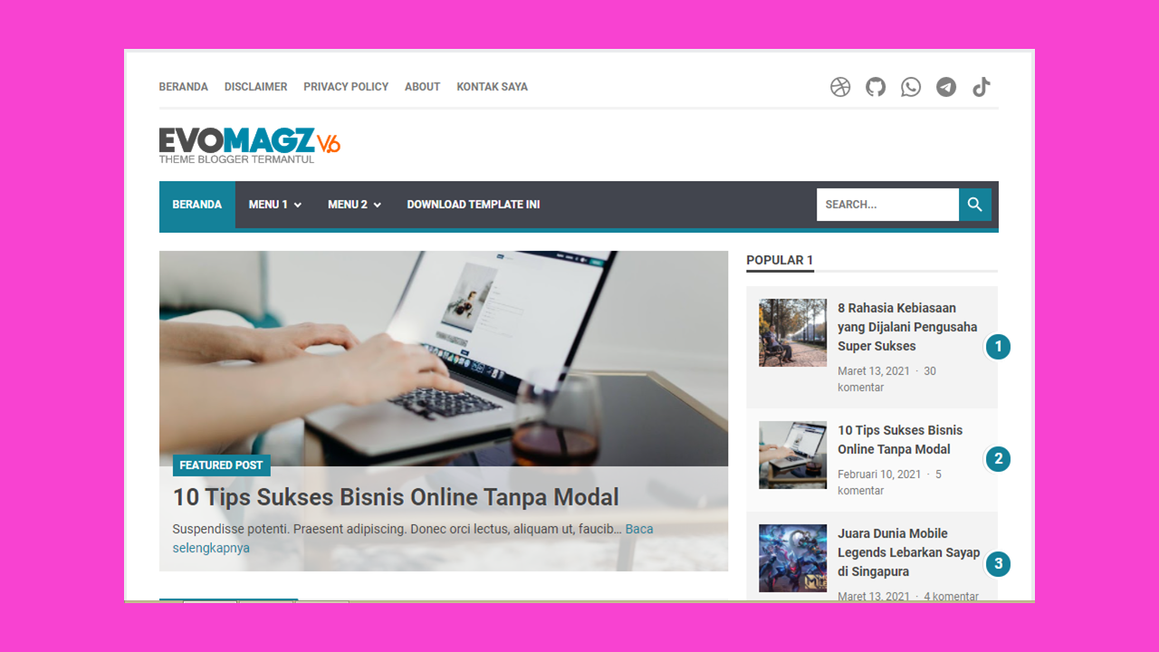 EVO Magz v6.2.1 Premium Blogger Template