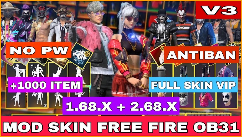 MOD SKIN FREE FIRE OB31 V3 - SKIN SÚNG VIP, TRANG PHỤC, HÀNH ĐỘNG + KHÔNG LỖI TÌM TRẬN| PTN FF