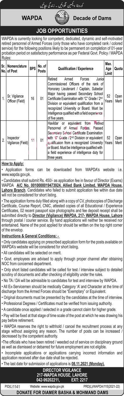 Water & Power Development Authority WAPDA Latest Jobs 2021