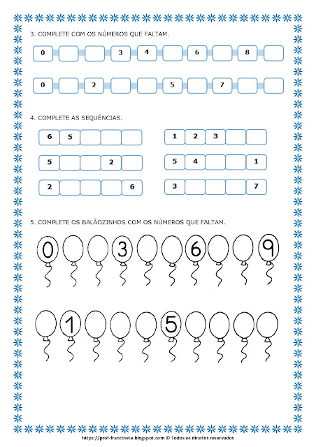 Atividades: Números de 0 a 9 – 1° e 2º ano