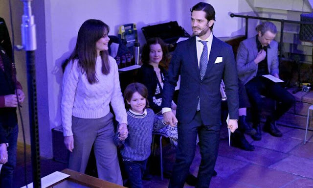 Princess Sofia wore an off-white chloe jacket by Stand Studio, and yael knit sweater by Andiata