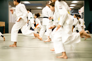 Karate students in Ann Arbor running