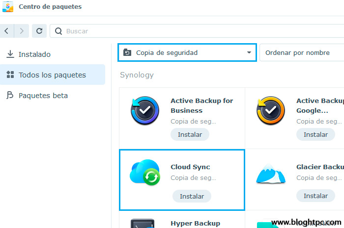 INSTALACION SYNOLOGY CLOUD SYNC EN SYNOLOGY DSM 7