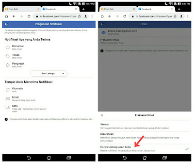 Menonaktifkan Notifikasi Email Facebook