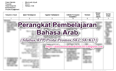 Download format file terbaru revisi Perangkat Pembelajaran Kelas 11 Bahasa Arab Tahun 2022 Silabus RPP Prota Promes SKL SK KD