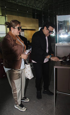 Govinda Celebrated his birthday with wife Sunita at Airport