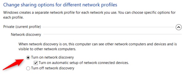 turn on network discovery