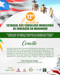 Programação do 12º Encontro Estadual dos Conselhos Municipais de Educação do Maranhão