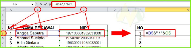 Cara Menggabungkan 2 Kolom Baris Menjadi 1 Kolom di Excel.