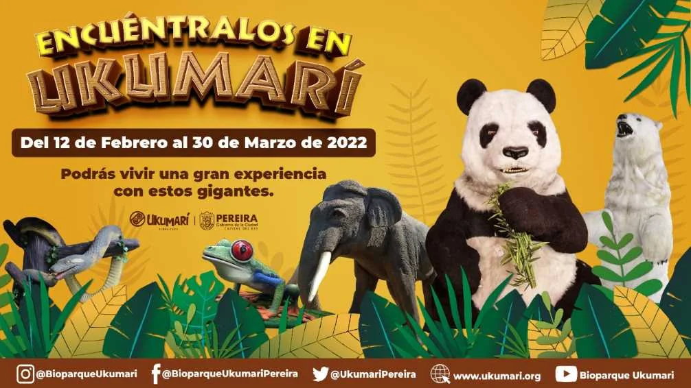 A Ukumarí llegaron 11 animales gigantes que estarán exhibidos hasta el 30 de marzo