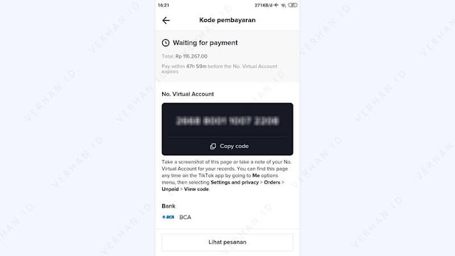 pembayaran belanja di tiktok live