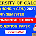 CU B.COM Sixth Semester Environmental Studies (Honours and General) 2021 Question Paper | B.COM Environmental Studies (Honours and General) 6th Semester 2021 Calcutta University Question Paper