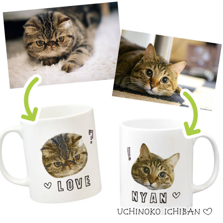 猫ちゃんで作るマグカップ（えんぴつ画風）