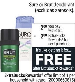 FREE Sure or Brut Deodorant CVS Deal 5/22-5/28