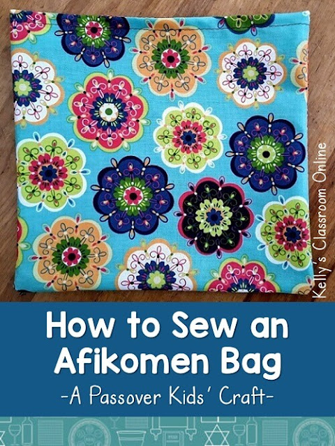 Directions for children to make and sew their own afikomen bag for Passover - Pesach. Children's craft. Kids' craft. Crafts for Passover. #kellysclassroomonline