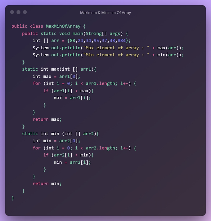 Maximum & Minimum Of Array