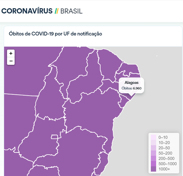 MS do Brasil informa dois óbitos e 864 novos casos de COVID-19 nas últimas 24 horas em Alagoas