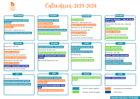 Calendrier 2023 - 2024